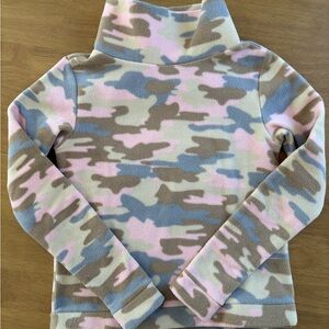 Dudley Stephens Fleece Turtleneck in Pink and Tan